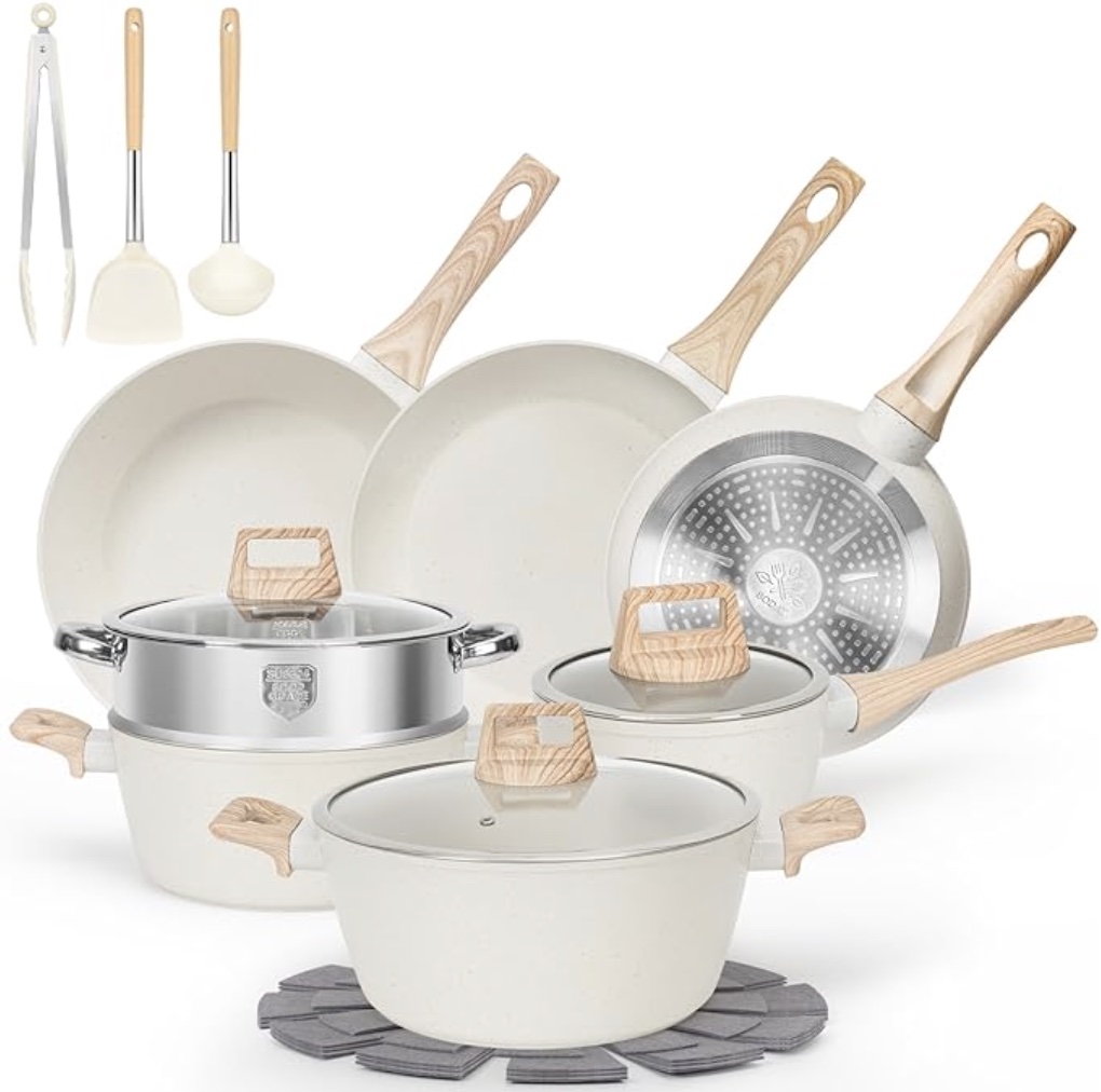 White Non Stick Pots and Pans Set